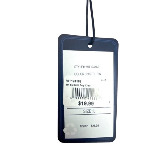 Visitor Premium Men's Solid Poly Crew Neck T-Shirt L Pastel Pin Short Sleeves - Picture 2 of 7